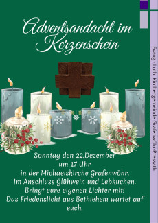 Einladung Adventsandacht im Kerzenschein 221.12.24