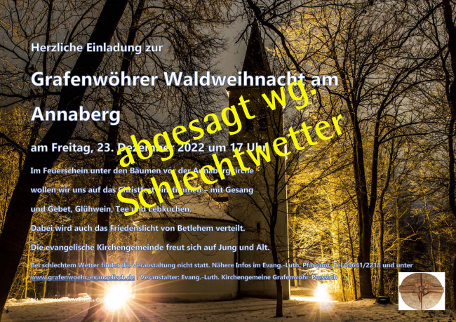 Absage Waldweihnacht 2022